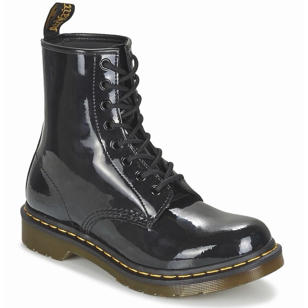 Dr. Martens 1460 Patent Leather Black Boots •Women 6/37• Lamper Lace Up